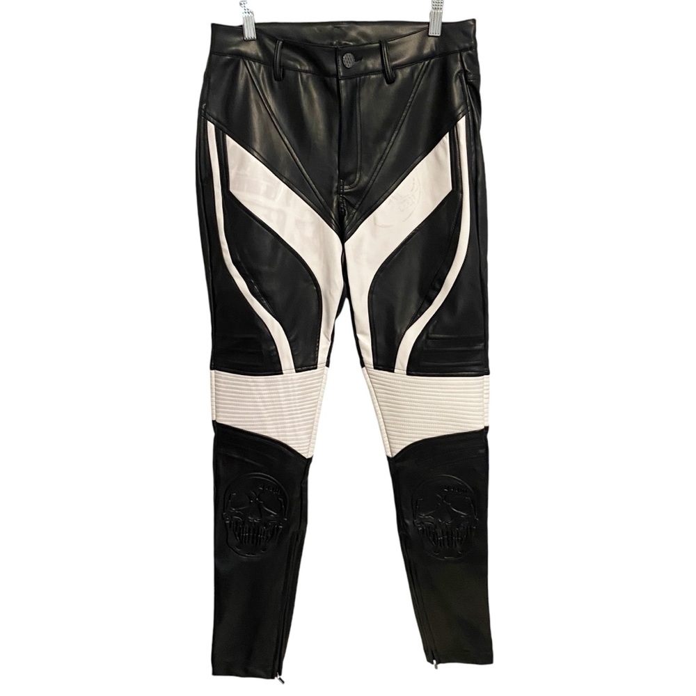 Guapi Aaron Wilhelm Pants Mens Size 30 Faux Leather Moto Skulls Goth Biker